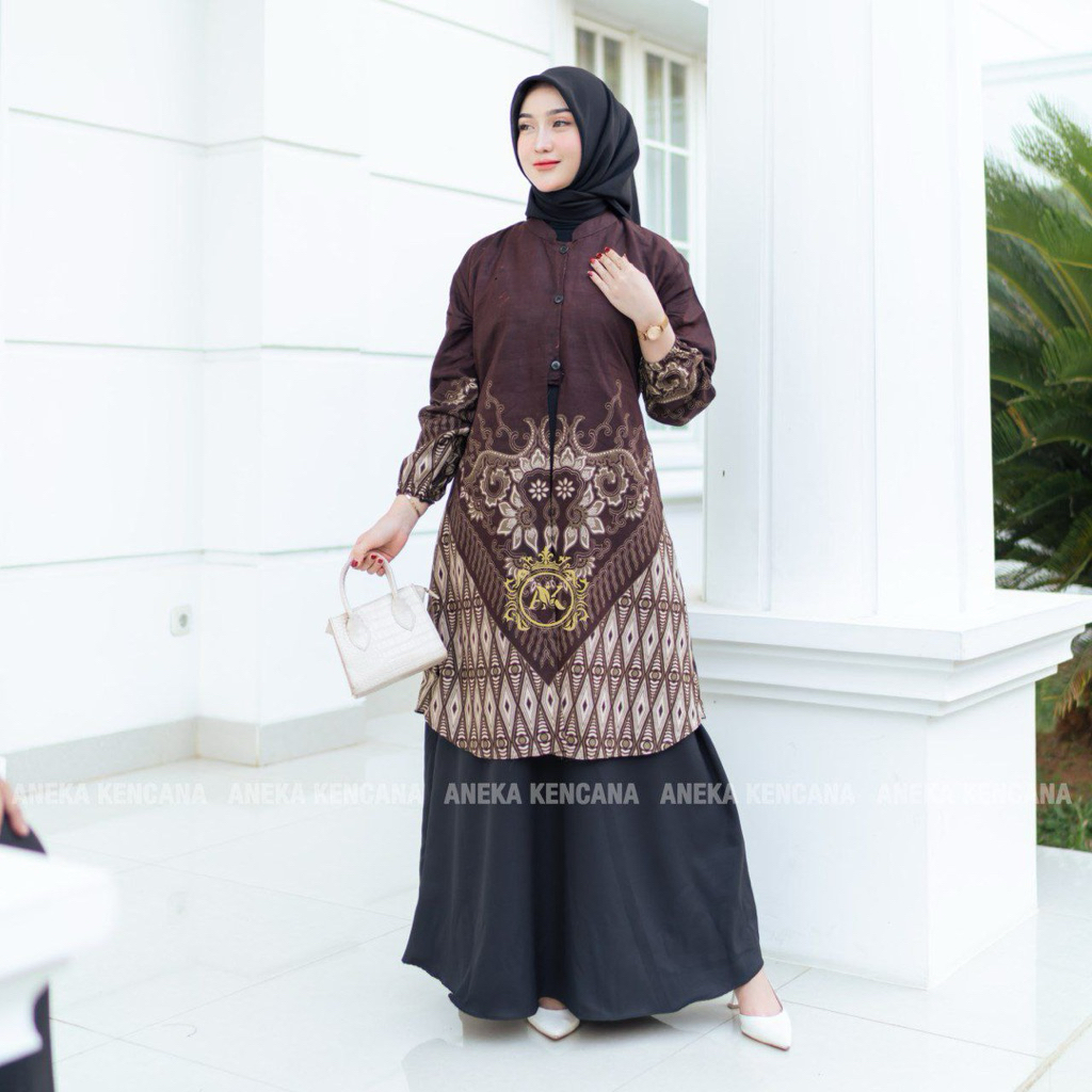 Gamis Batik terusan Gamis batik semi tunik gamis terbaru gamis lebaran sragam guru