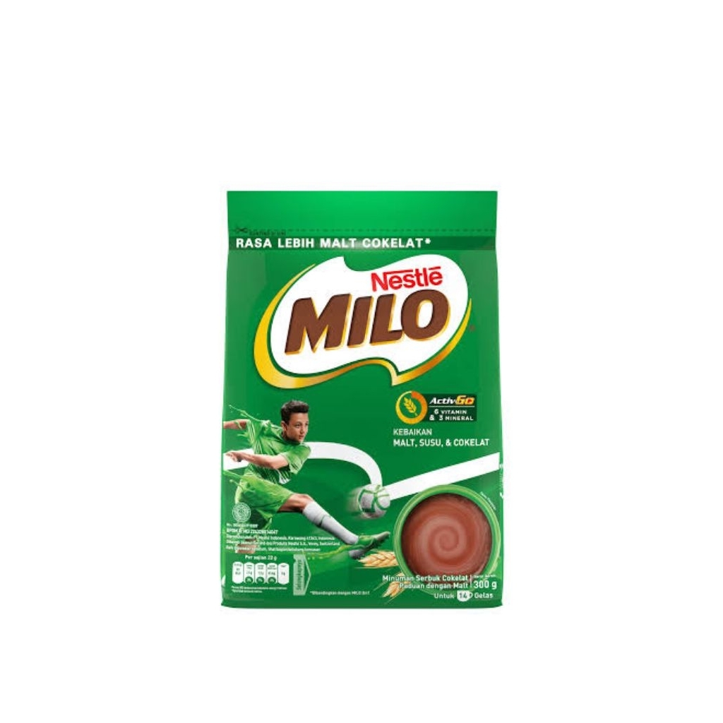 NESTLE MILO 3 IN 1 POUCH MINUMAN BUBUK NETTO 300 GR Coklat Drink