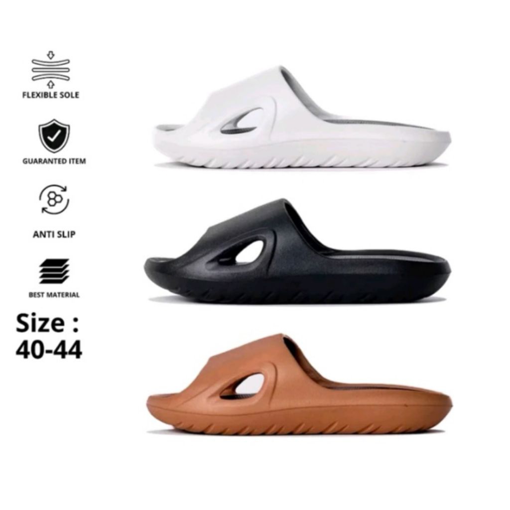 SANDAL SLOP ANTI SLIP MODEL ADICANE POLOS SANDAL SLIDE KARET ENPUK MODEL ADICANE  UNTUK SEHARI HARI