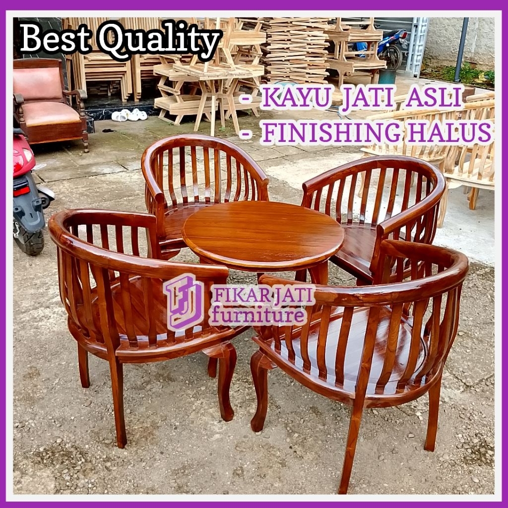 Set Kursi Meja Teras Mangkok Betawi  Kayu Jati Kursi Teras Jati Jepara