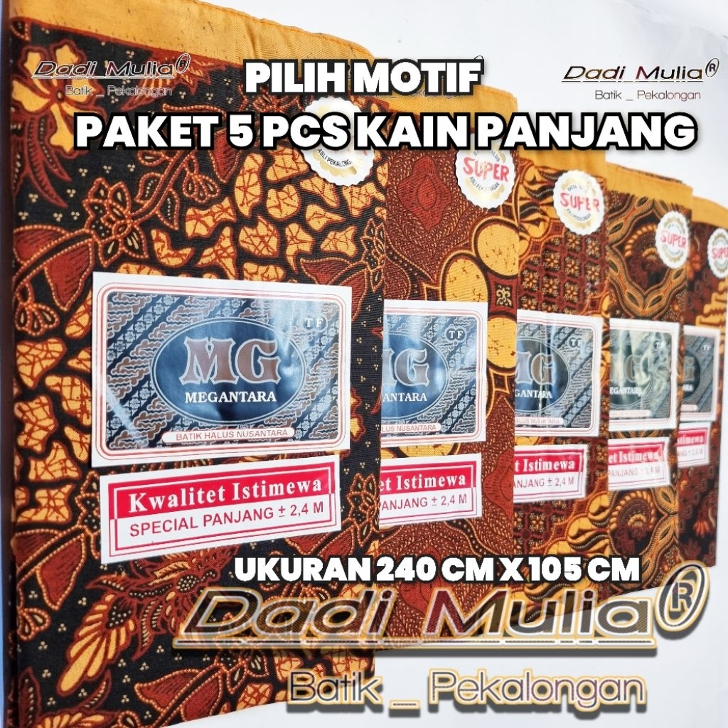 PAKET 5 PCS KAIN PANJANG JARIK Jumbo (240 cm x 105 cm)  asli Pekalongan jarit melahirkan jarik persa