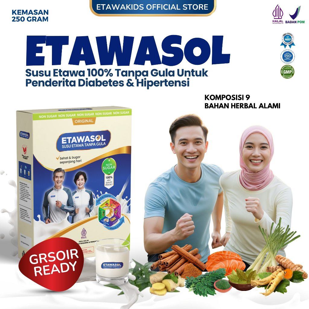 Etawasol Susu Etawa Untuk Diabetes dan Hipertensi Efektif Untuk Nyeri Sendi & Asam Urat 1 Box