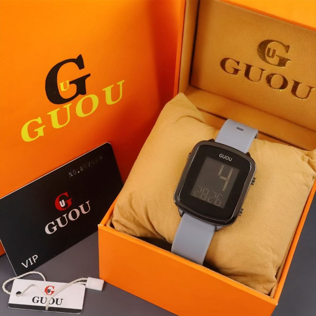 Jam Tangan Wanita Original Guou Digital Korean 40mm Kotak Watches /  Watch Free Box