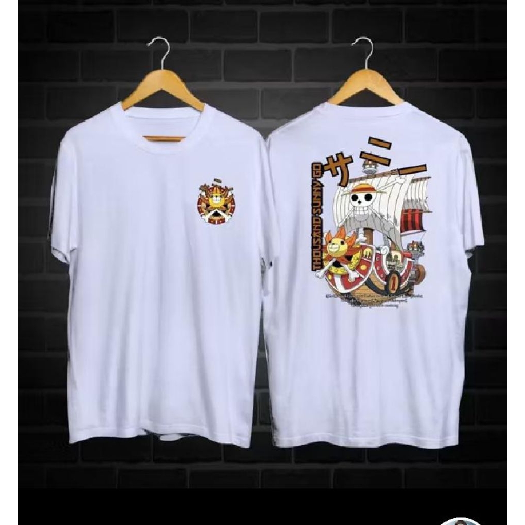 Atasan Kaos Sablon One Piece Terbaru/ Katun T-shirt One Piece Dan Kapal