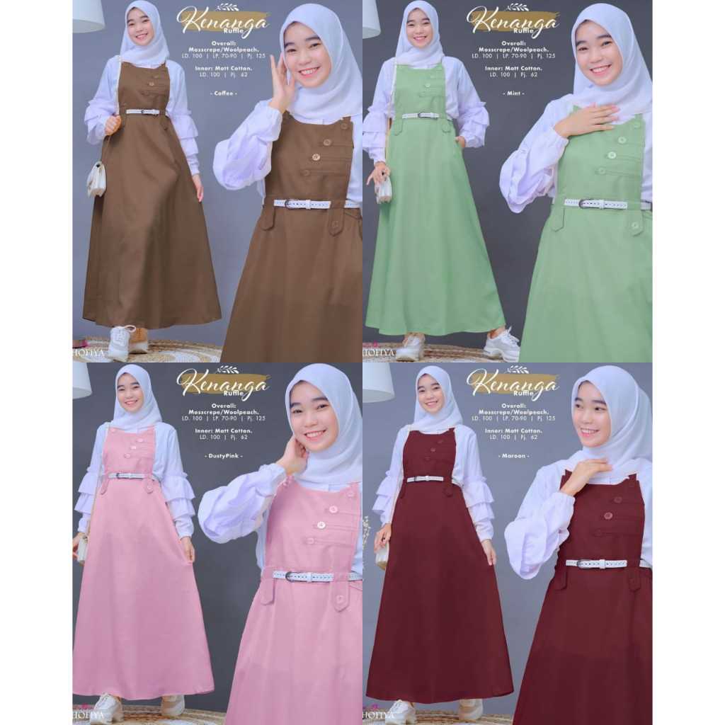 BISA COD  Gamis overall kenanga / overall katun premium / jumpsuit rok jumbo / busana muslim wanita