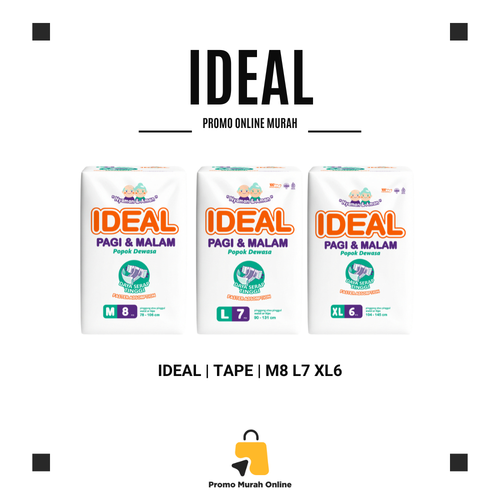 IDEAL Tape M8 L7 XL6 Popok Dewasa Tipe Perekat Anti Bocor Anti Ruam Nyaman