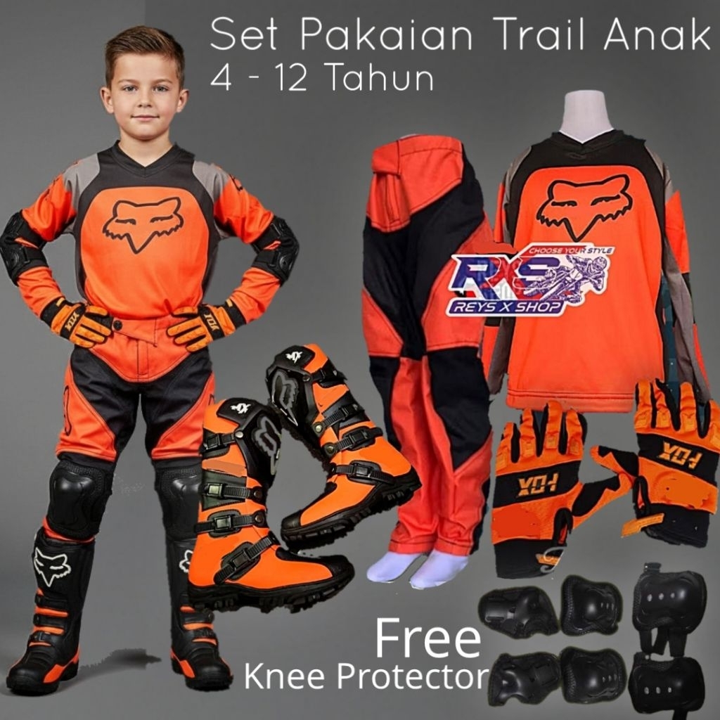 PAKET BAJU TRAIL ANAK CROSS ANAK  SETELAN TRAIL JERSEY SET  BAJU TRAIL ANAK CELANA GLOVE TRAIL