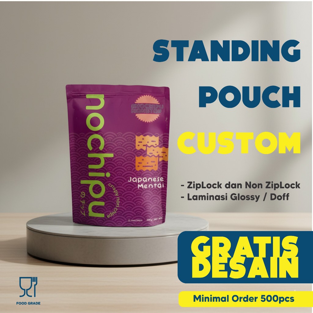 STANDING POUCH CUSTOM UKURAN BESAR KEMASAN MAKANAN KOPI SNACK BESAR