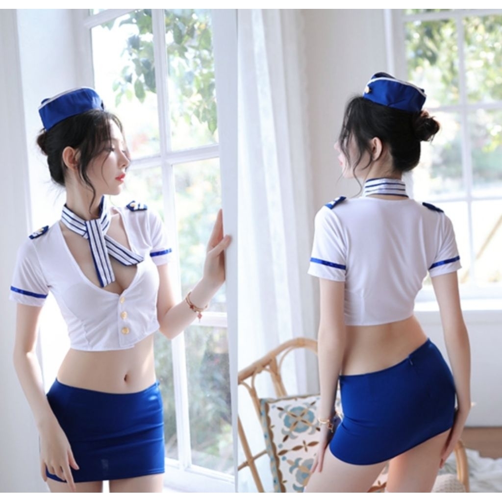 Letta Lingerie Cosplay Sexy XS-M Lingeri Kostum Sexy Lingerie Pramugari Lingeri Sexy Baju Tidur Sexy