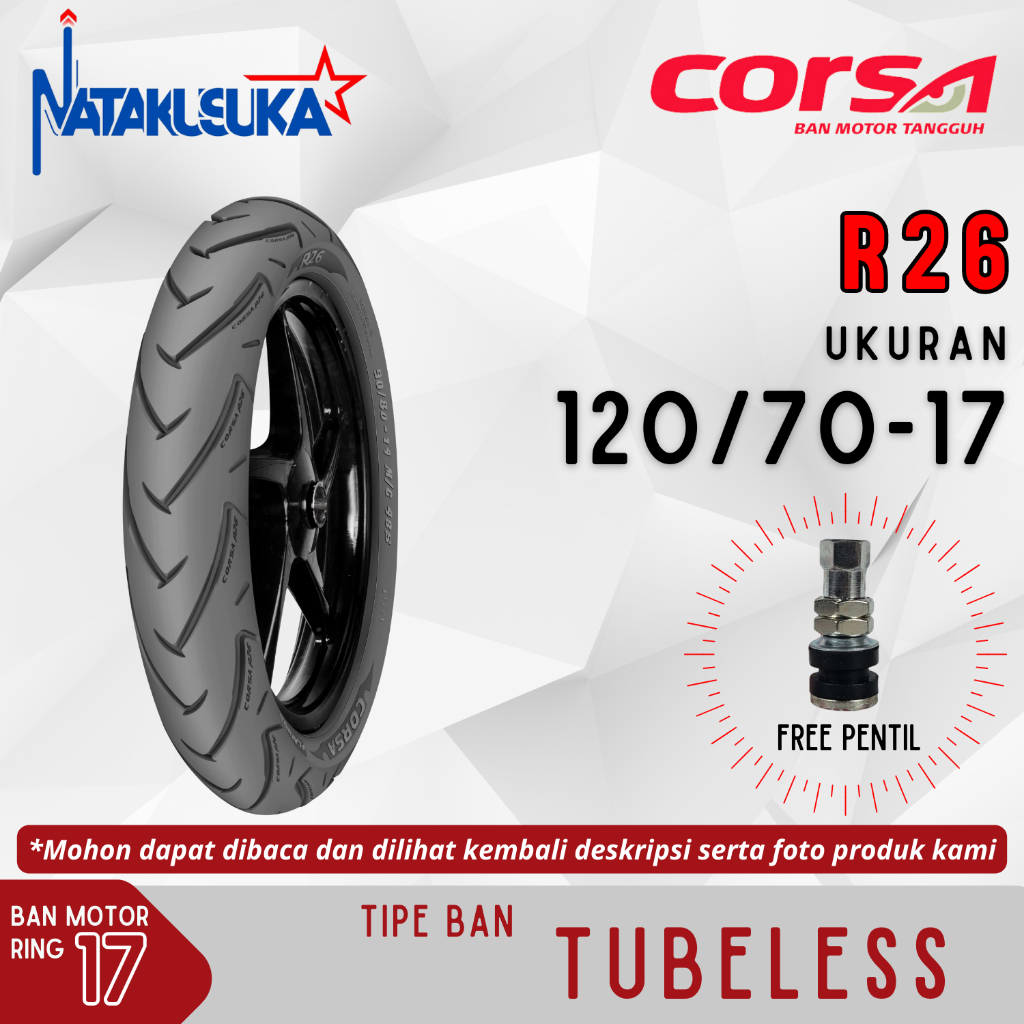 Ban Motor Corsa Platinum R26 120/70-17 Tubeless (TL) Motor Bebek