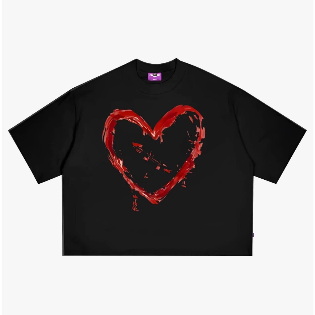 Hati Merah Coretan Amerika baju atasan wanita terbaru kekinian kaos pria oversize skena vintage