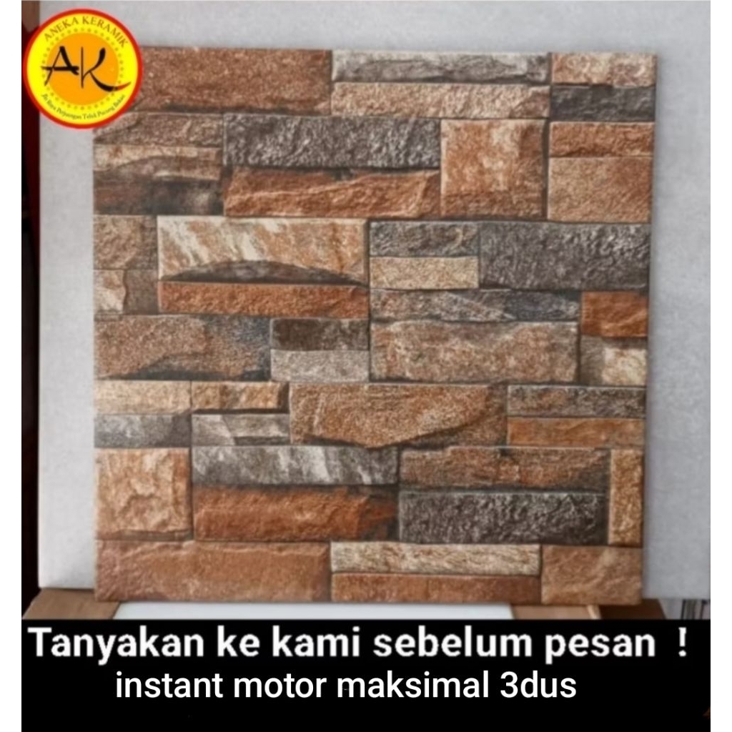 Keramik Lantai Teras Garasi Dinding Kasar Motif Batu Alam Timbul  40x40 Canyonland Brown