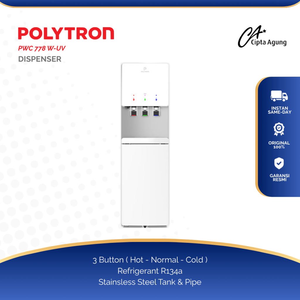 POLYTRON DISPENSER GALON BAWAH BOTTOM LOADING DISPENSER GALON BAWAH POLYTRON PWC-778WUV PWC778WUV PW