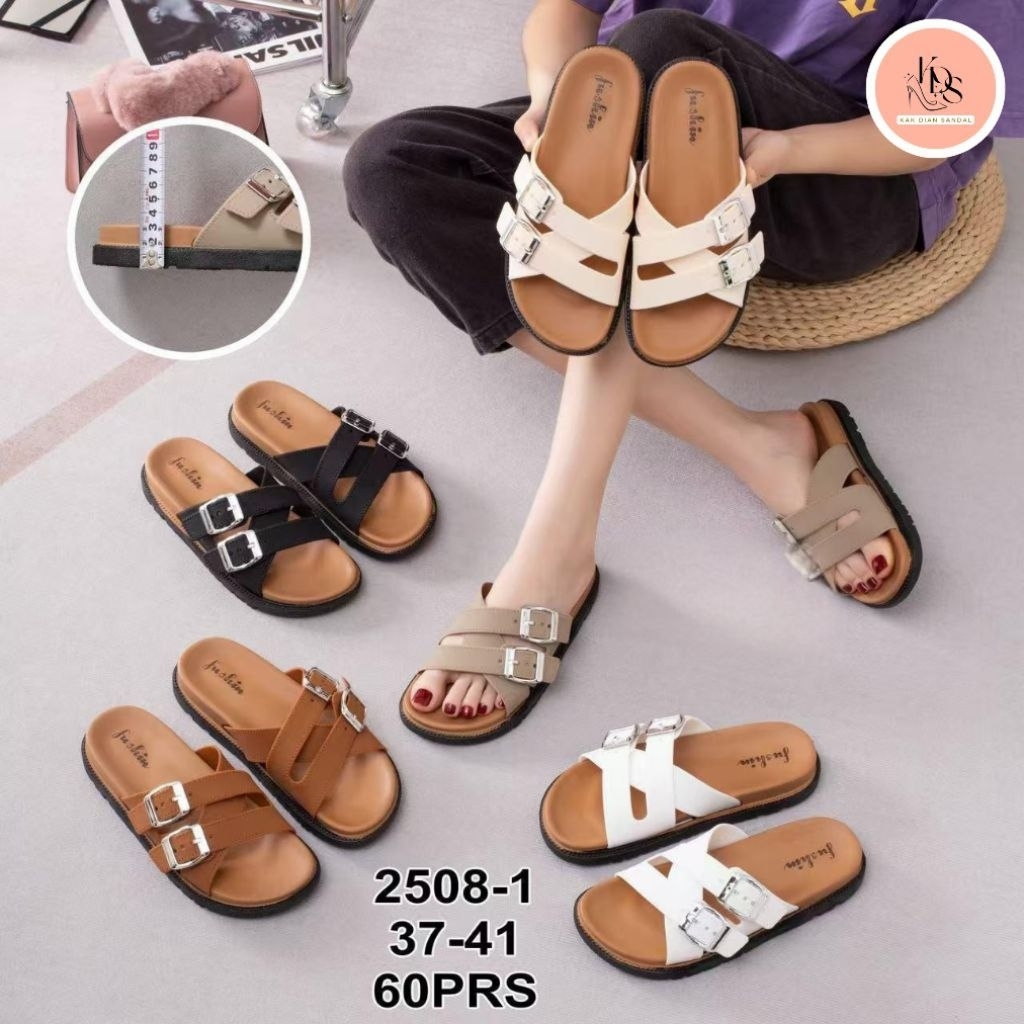 KDS | Fushin-2508-1, Sandal Selop Jelly Karet Wanita Cewe Import/Sendal Slip On Terbaru