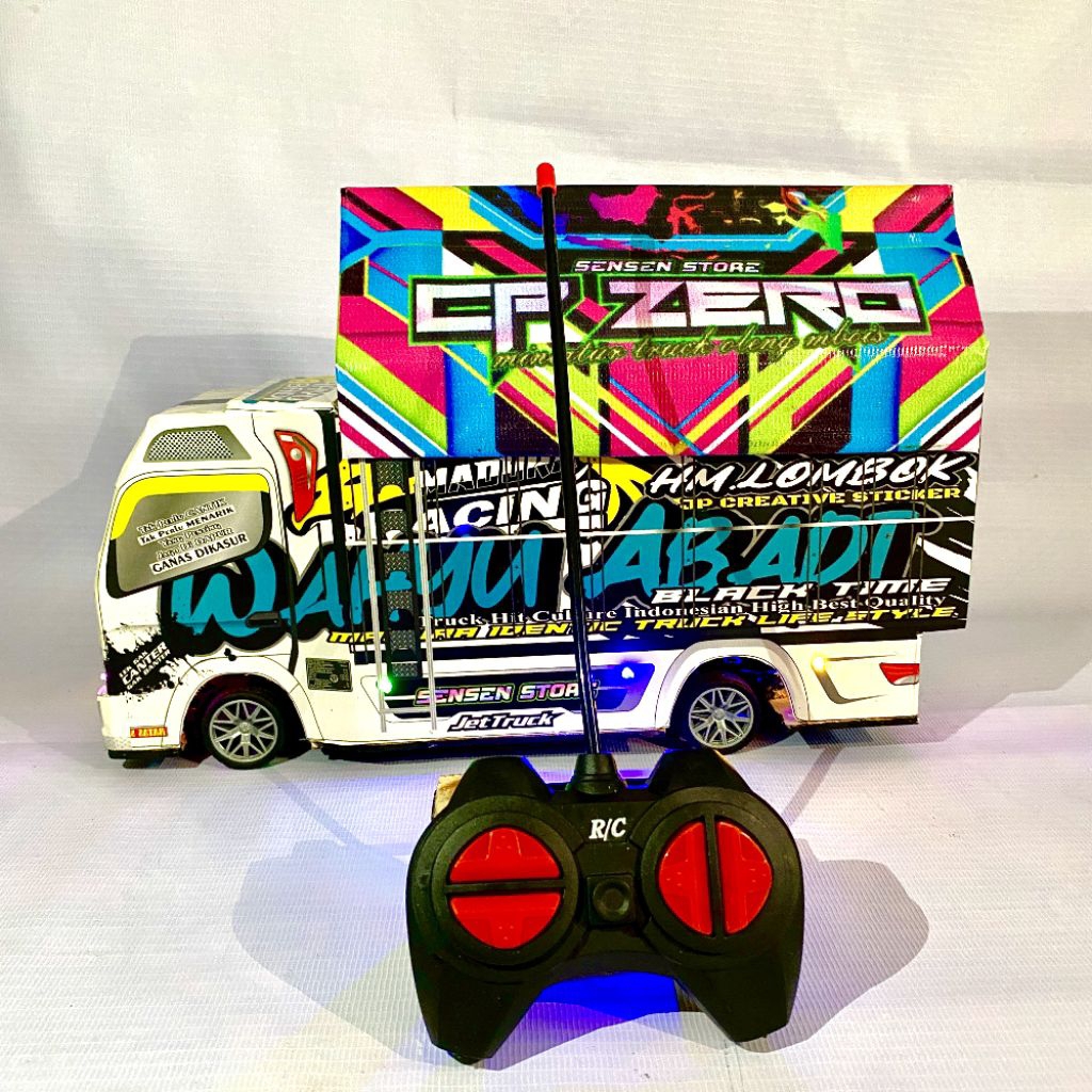 Truk Oleng Miniatur truk variasi Remot RC Lampu dan Terpal