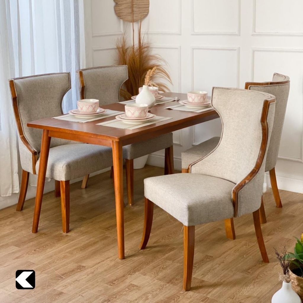SET MEJA MAKAN 4 KURSI MEJA MAKAN MINIMALIS JATI SET KURSI MAKAN MEWAH BUSA TEBAL