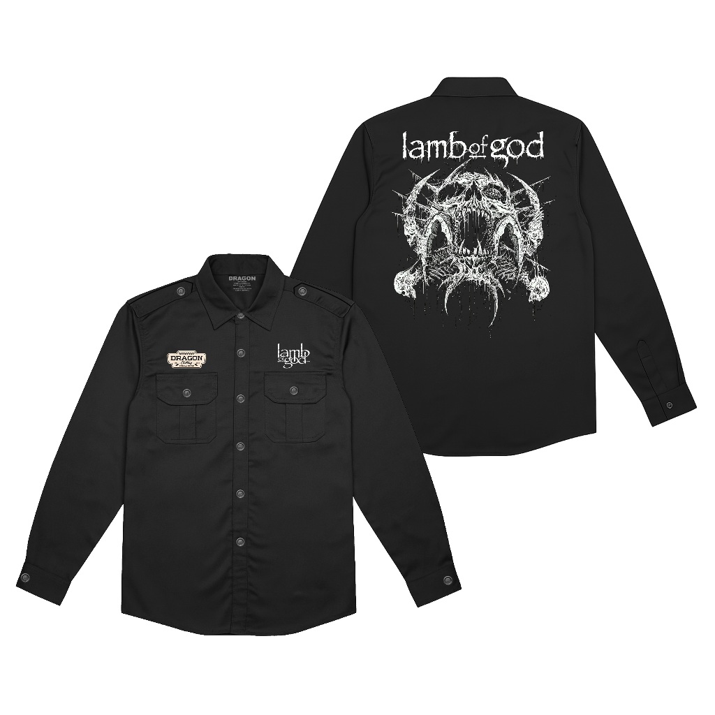 Kemeja Pria Workshirt Megadeth Pdh Lengan Panjang Bahan American Drill Dragon Clothing