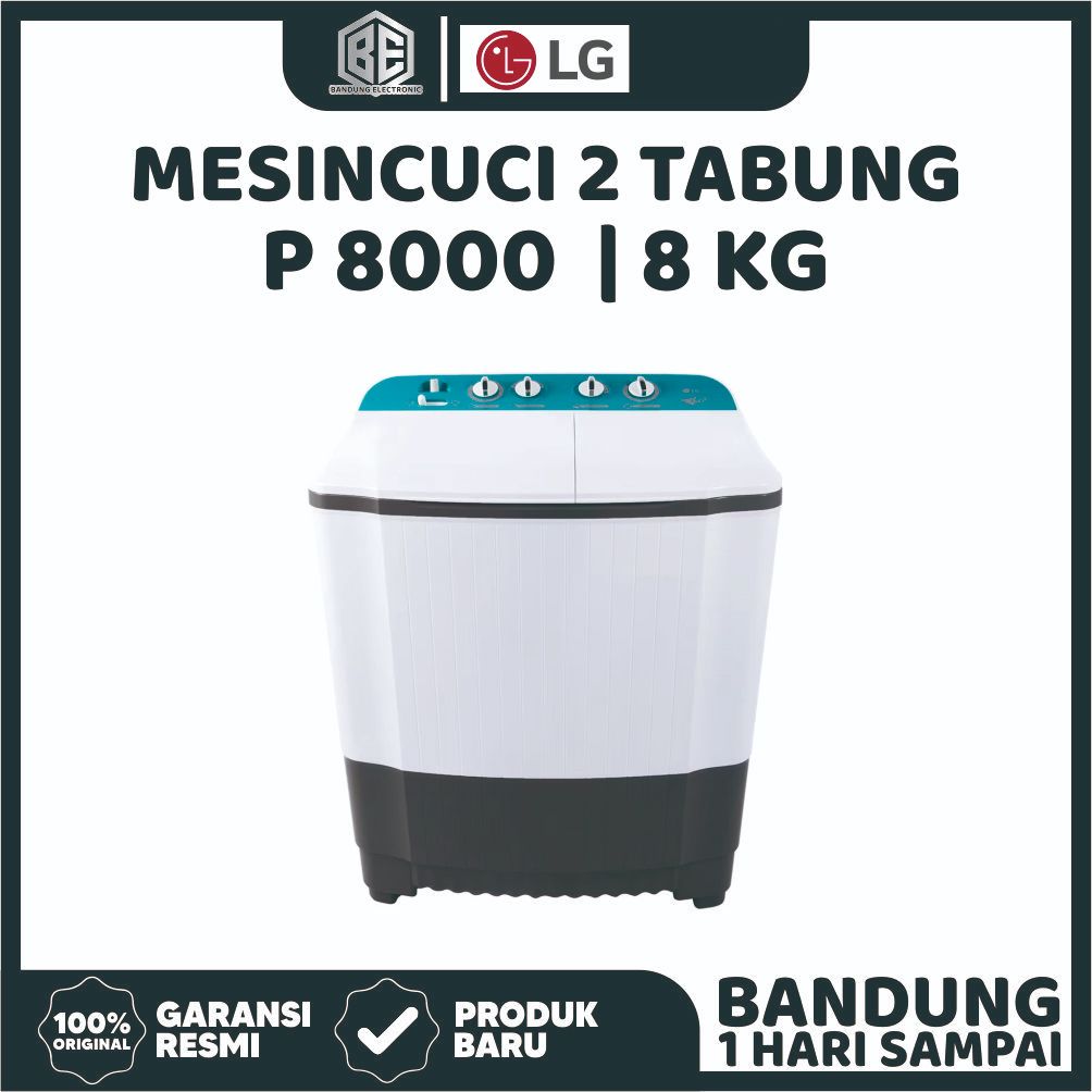 MESIN CUCI 2 TABUNG LG P8000N 8KG ROLLER JET PULSATOR
