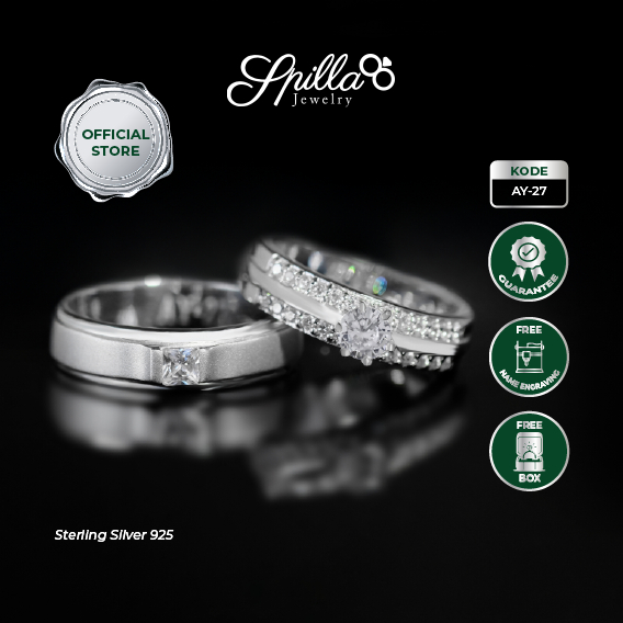 Spilla Jewelry Cincin Tunangan Perak AY-27 Cincin Couple Bergaransi