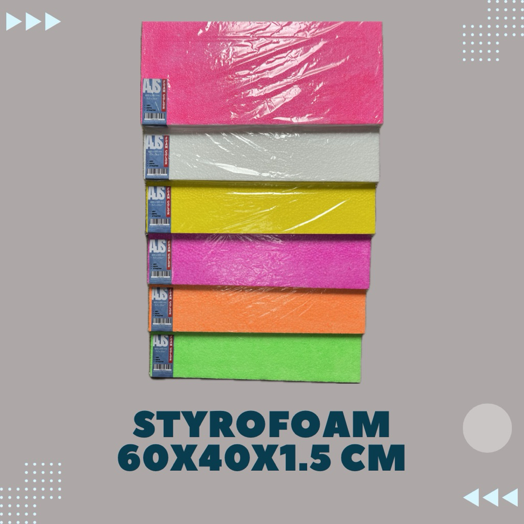 Styrofoam Warna | Ukuran 60x40x1.5 CM | Styrofoam Mading