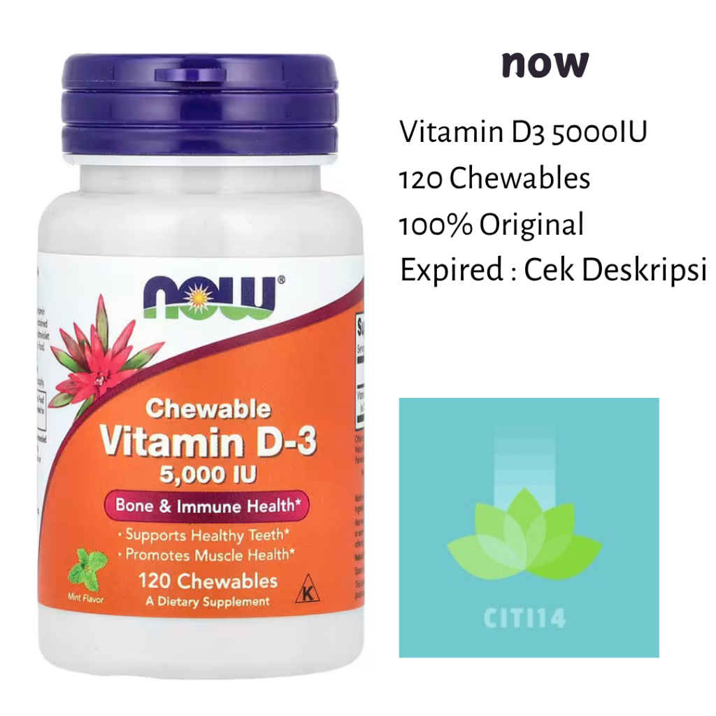 NOW Vitamin D3 5000 IU 120 Chewables VIT D3 5000IU TABLET KUNYAH