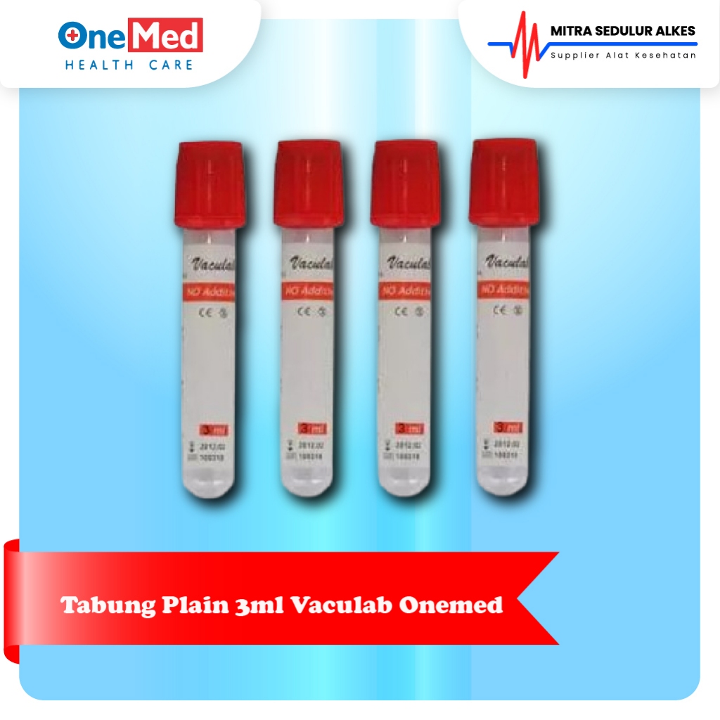 Tabung Vaculab Plain 3ml Onemed Onelab l Tabung Tutup Merah vacutainer