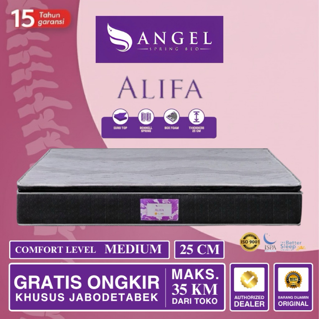 Kasur Springbed Angel Alifa Pillowtop Foam Encasement [Kasur Saja]