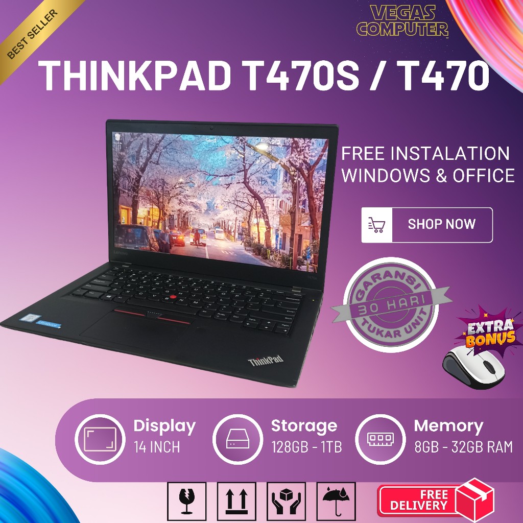 Lenovo Thinkpad T470S / T470 i7 i5 GEN 6 / 7 RAM 16GB SSD 1TB TS & SLIM