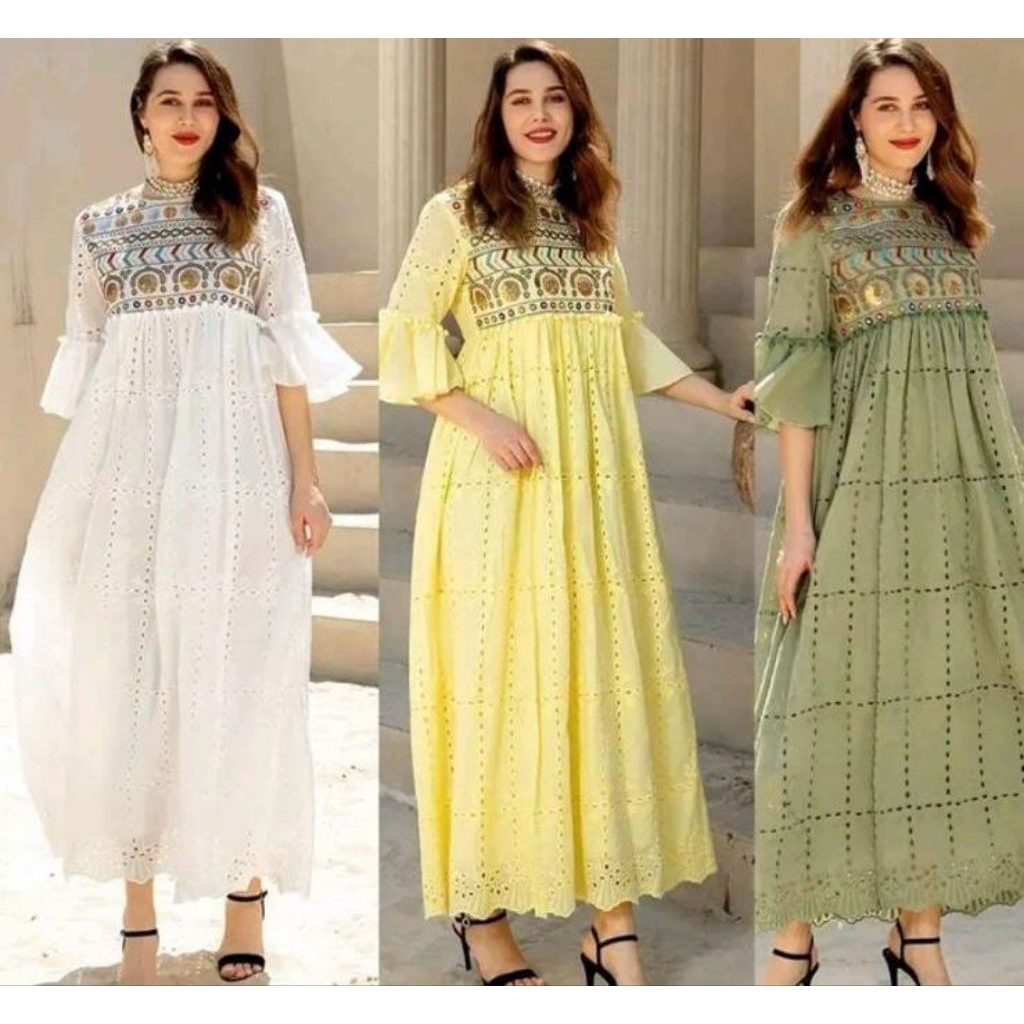 Dress brokat bordir premium long drees muslim elegan