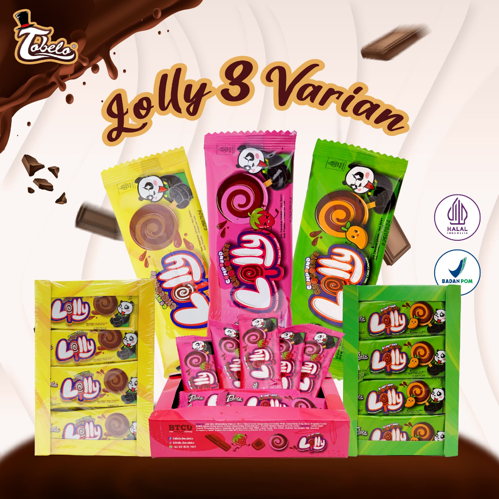 Tobelo Choco Lolly 3 Varian Rasa Coklat Mangga Stawberry 200gr ISI 20 PCS Camilan Coklat Manis