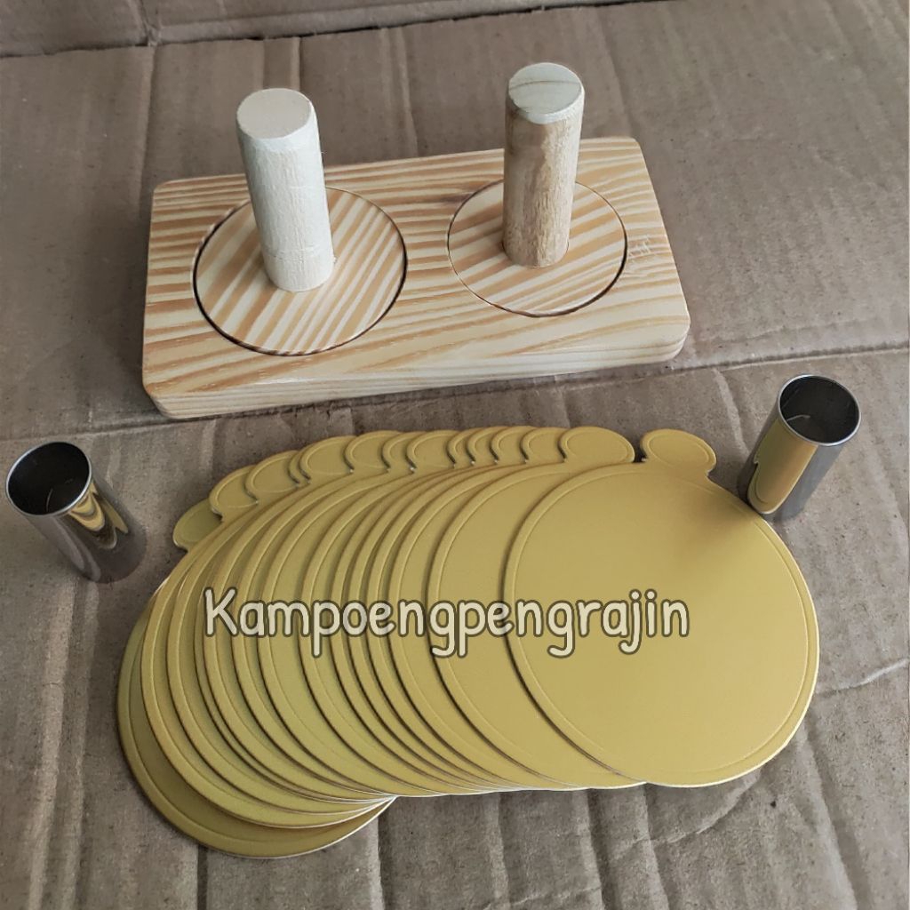 Cetakan Donat Kayu 2 Lubang [ 6&7 ] cm+ Alas Gold 50pcs Donuts Dunkin Doughnut Cookies