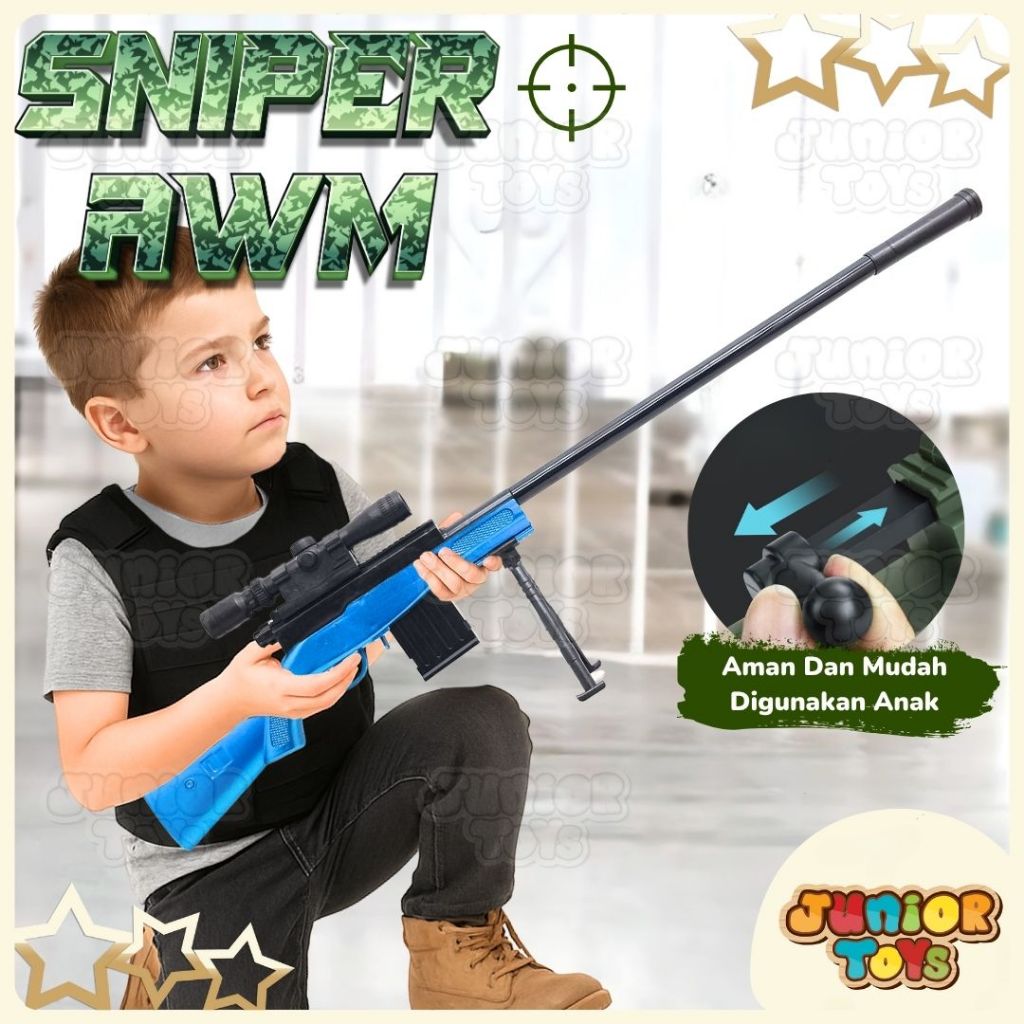 Mainan Anak Laki Tembak Tembakan Sniper AWM Besar Peluru Busa Aman Tidak Berbahaya Soft Bullet Gun T