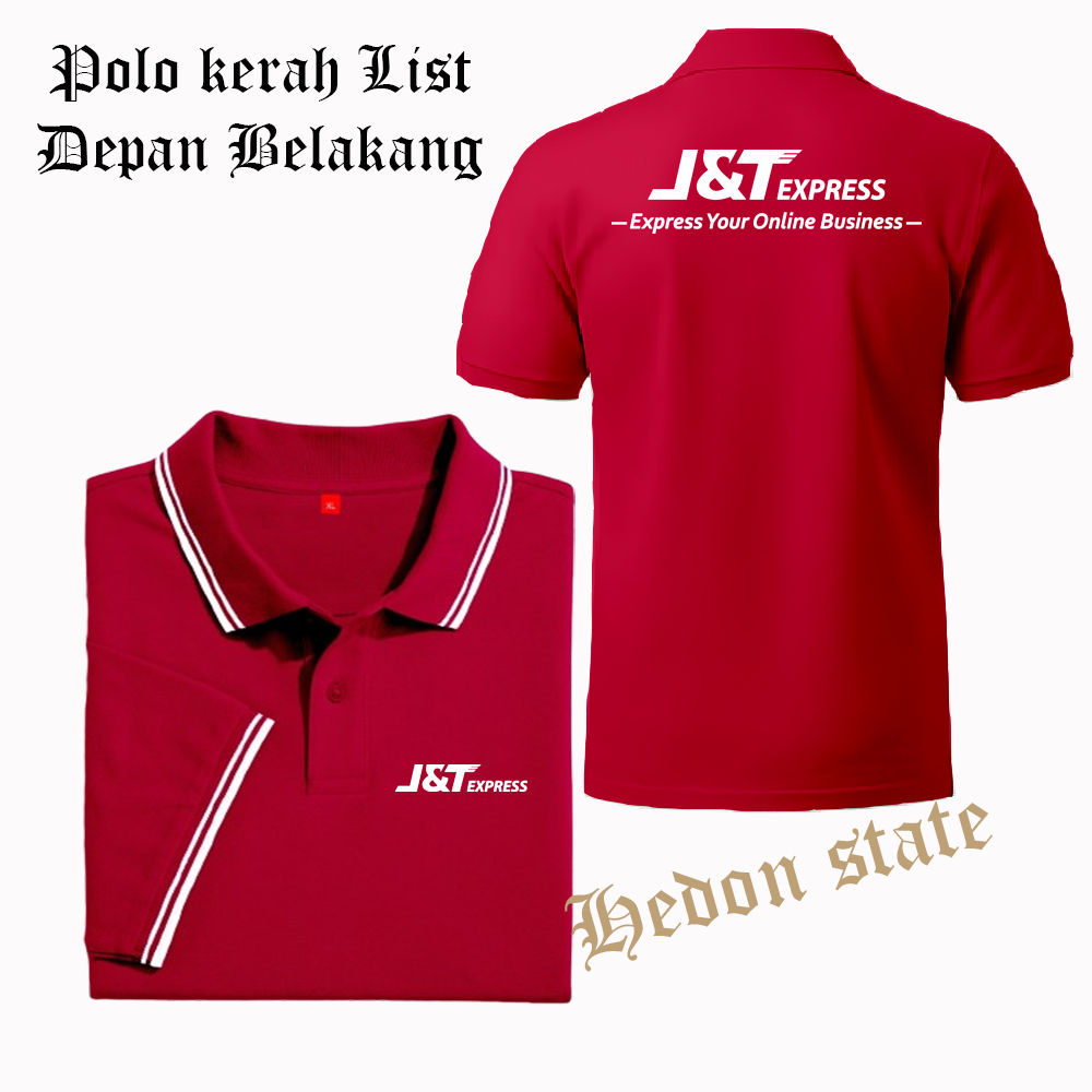Hedon State - Poloshirt Pendek Kerah List JNT-Express Kaos Kerah Seragam Pria Wanita