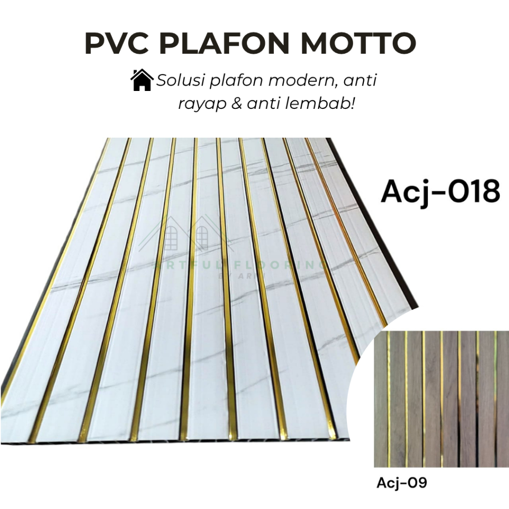 Plafon PVC MOTTO Motif Gold | Celling/Langit-langit Modern Plafon Wallpanel panjang 2,9m