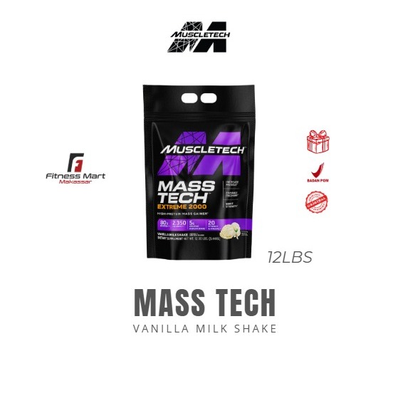 MUSCLETECH MASSTECH EXTREME 2000 12 LB LBS 5.4KG - PROTEIN MASS GAINER - VANILLA