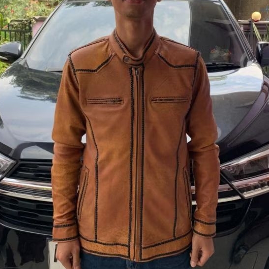 Jaket Kulit Asli Domba Model Wash Sulam Terlaris
