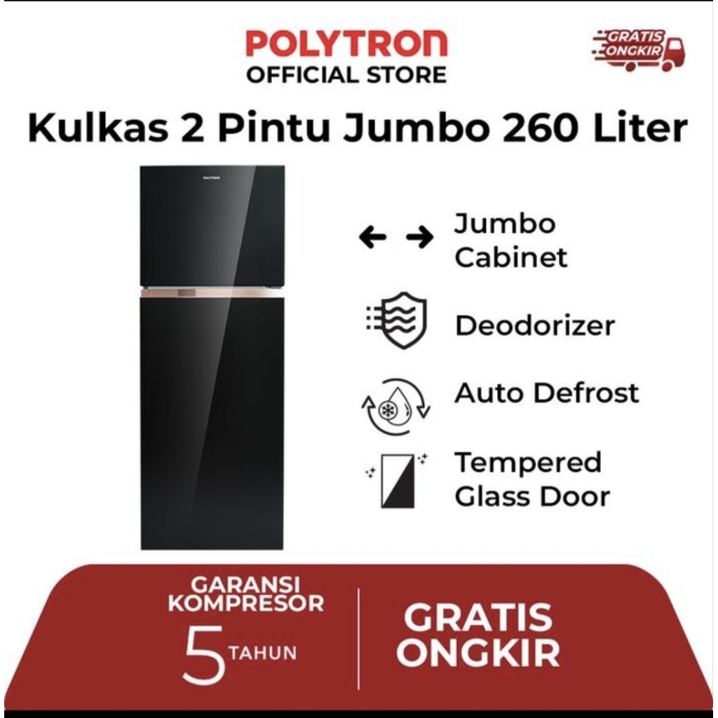 KULKAS POLYTRON 2PINTU 260LITER PRW29MNX