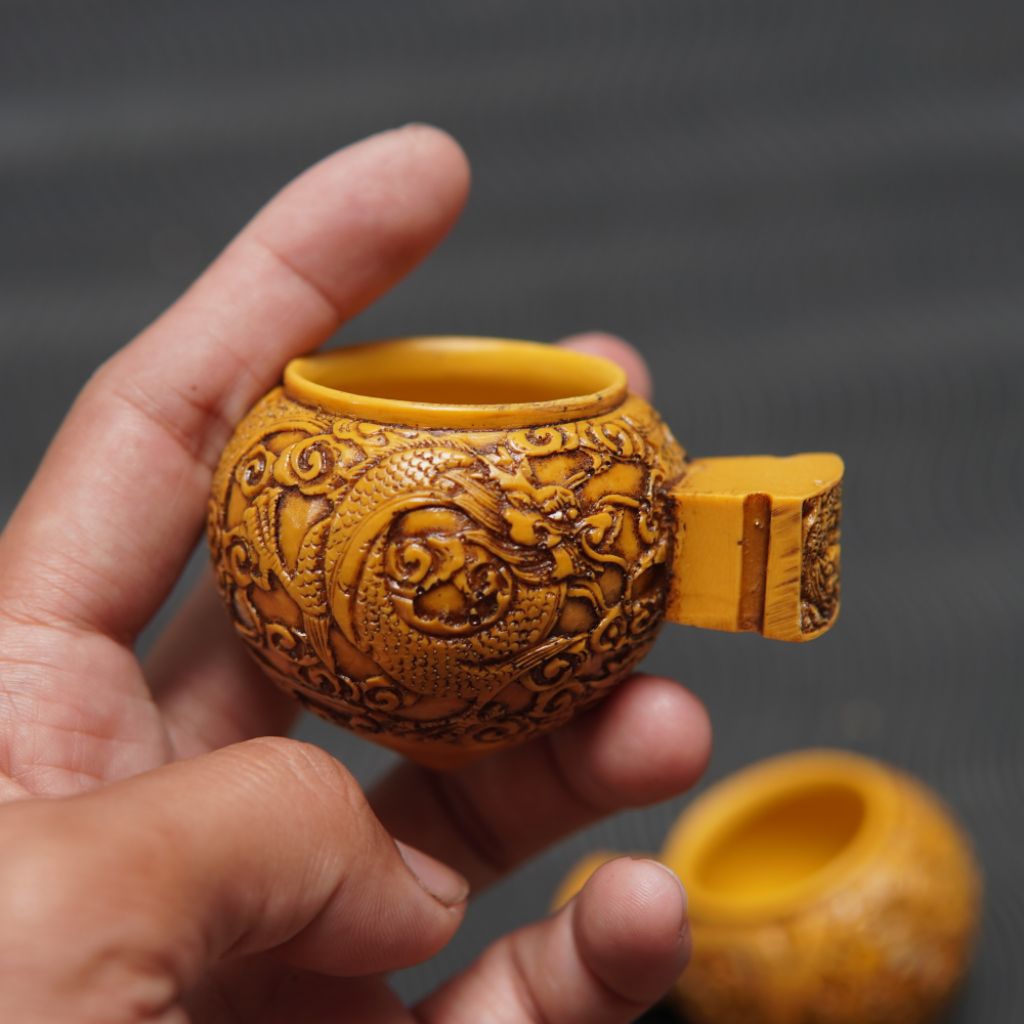 Cepuk wadah pakan Sangkar murai batu, anis dll, Resin Ukir Naga