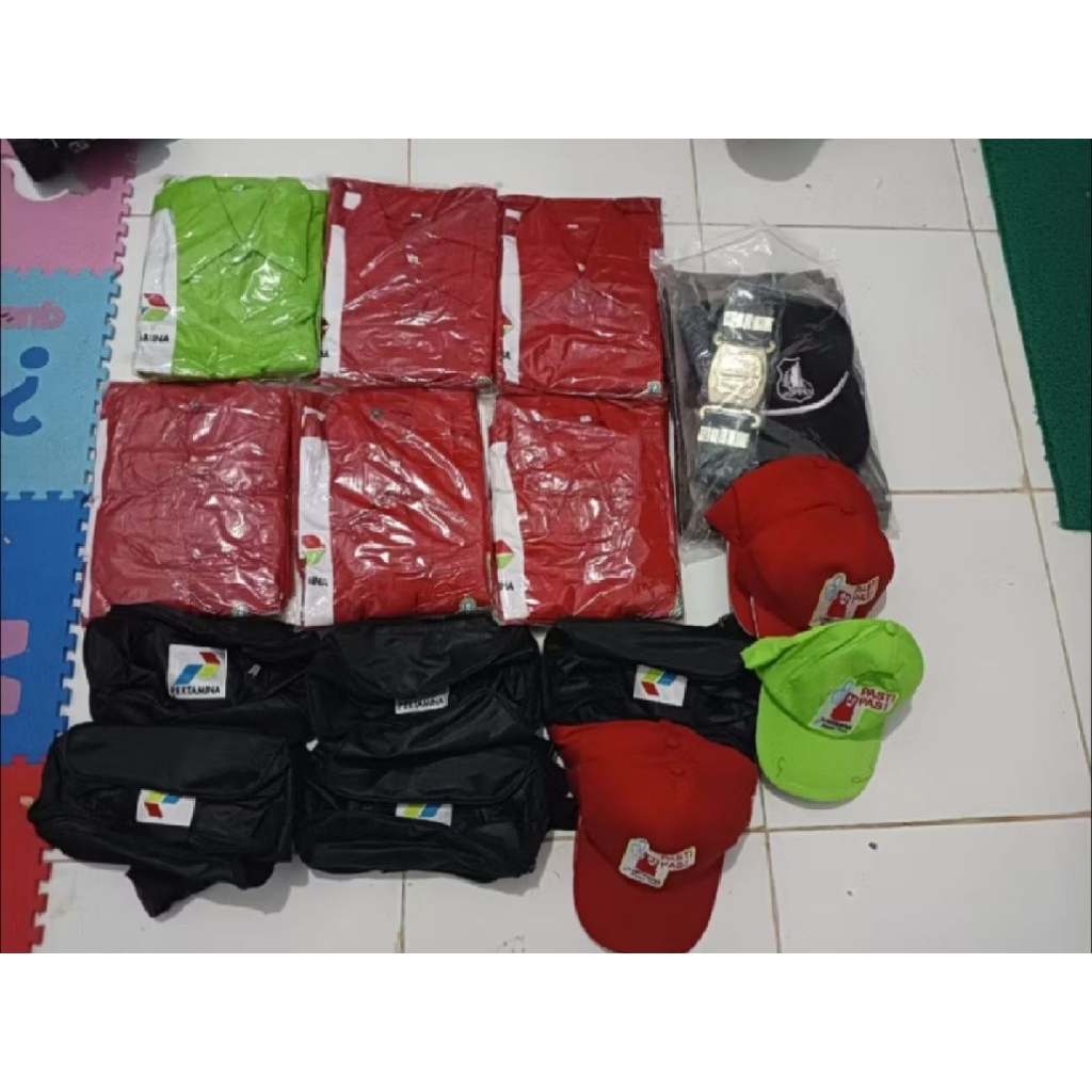 Paket SERAGAM SPBU Pertamina+Tas spbu+Topi Spbu OperatorSPBU