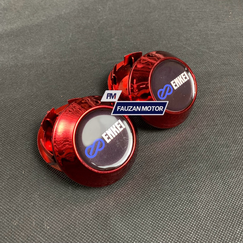 dop roda dop velg racing enkei merah kerucut variasi diameter 6.5cm 6.8 cm