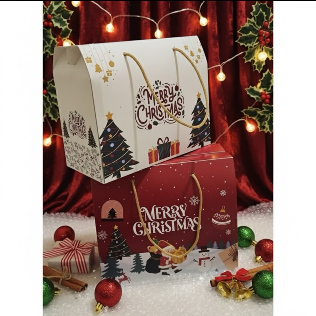 Box Hampers Kue Natal / Gable Box Kue Kering / Box Souvenir Hampers Natal / Box 2 Toples 450 Gr / So