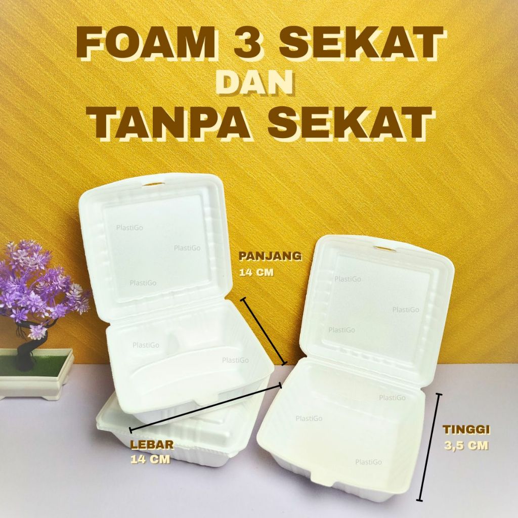 Foam  Sekat 3 dan Tanpa Sekat - Wadah Makan Sekat 3  / Wadah Makan / Wadah Makan Tanpa Sekat / Foam 