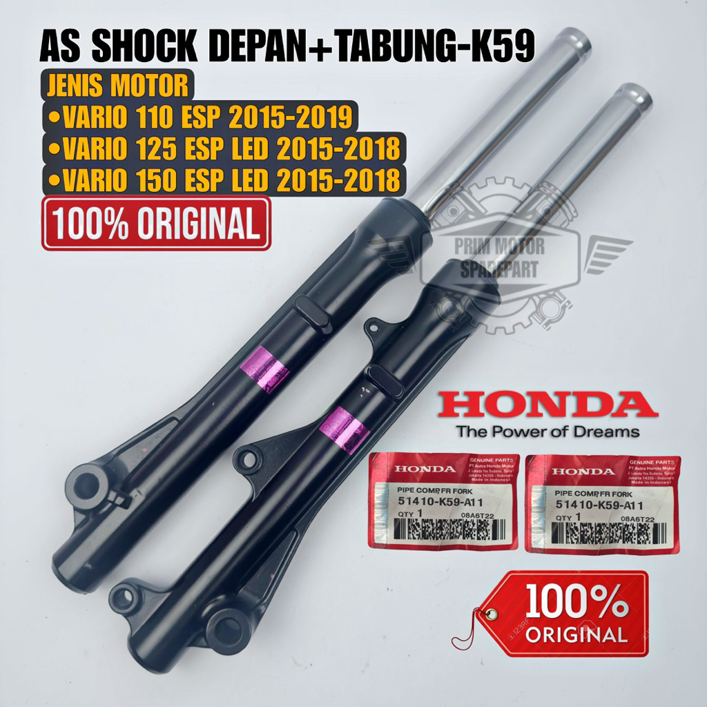 Original as shock depan+tabung set K59 Honda vario 125 led esp, vario 150 led esp, vario 110 esp, as