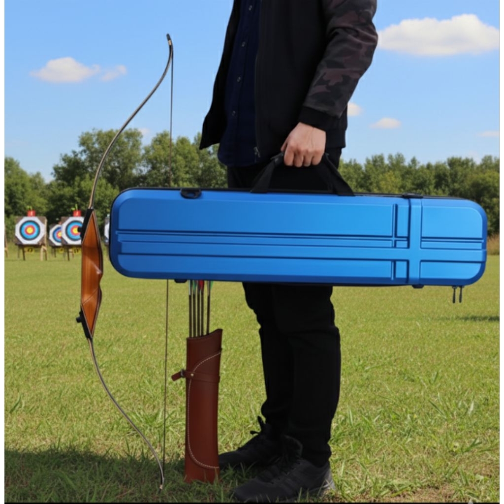 Koper kotak tempat menyimpan perlengkapan alat panahan recurve Tas Busur Panah Hard Case Recurve Bow