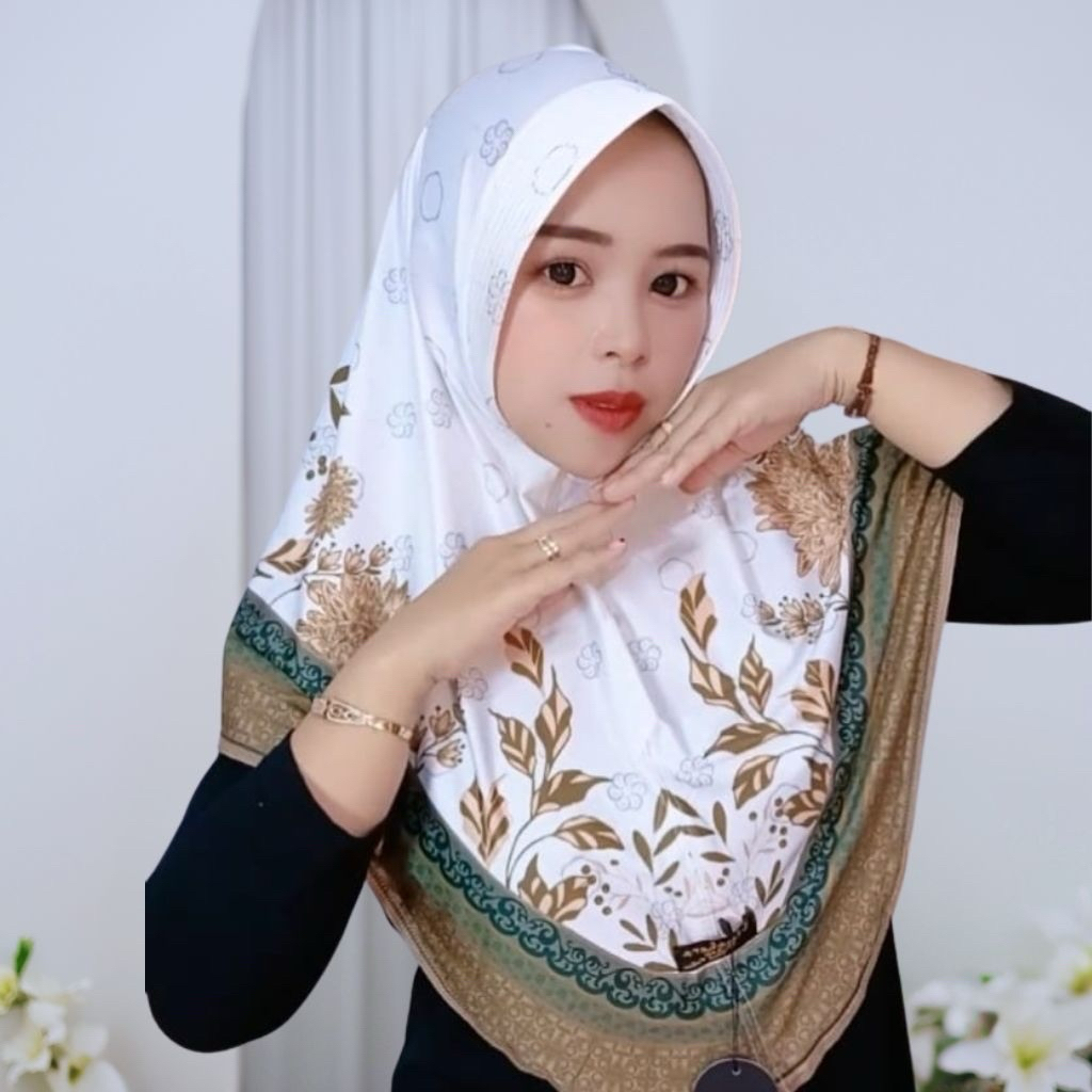 Elmahera -Daily Hijab Instan Bergo Motif Printing Khaira Jersey Zoya