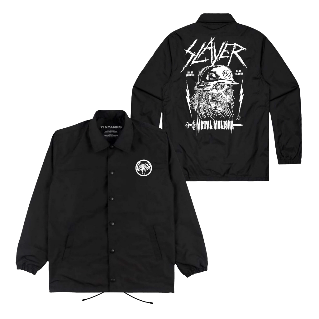The Getooxs Jacket Coach Slayer Metal Mulisha Jacket Unisex warna Hitam