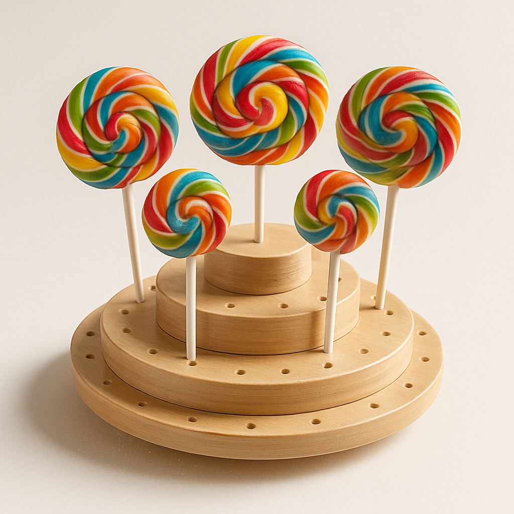 TEMPAT PAJANGAN PERMEN COKLAT TATAKAN PERMEN LOLIPOP TINGKAT KAYU BULAT SALMA HANDCRAFT