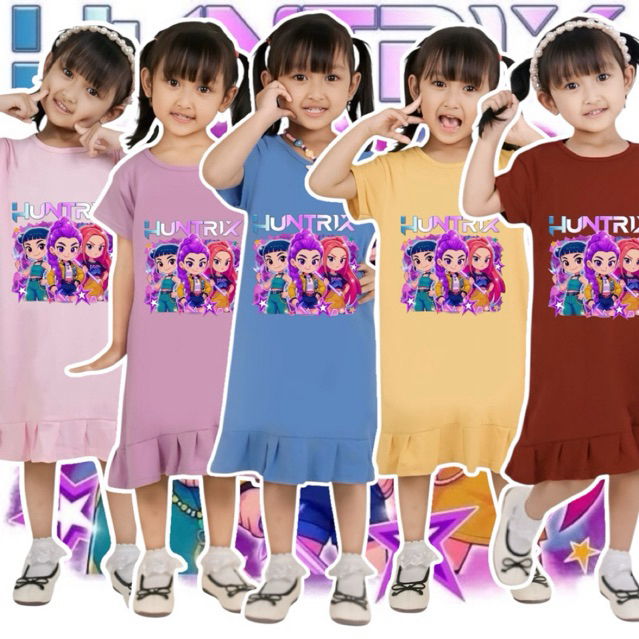Dress Anak Perempuan 1-9 tahun Karakter Kpop Demon Hunters Mira Rumi Zoey Bahan Katun Halus (Ori)