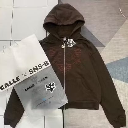CALLE x SNS-B Zip Hoodie Brown - Size M