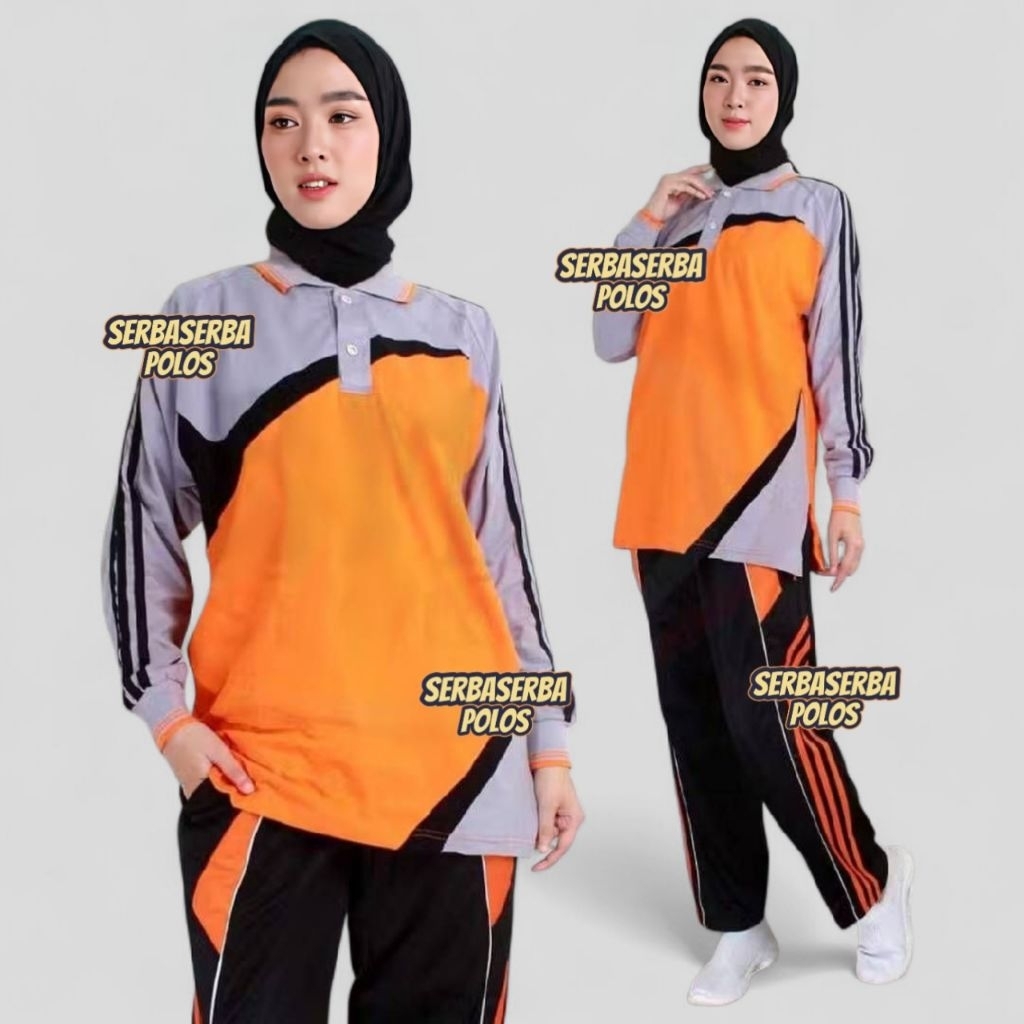 Setelan Olahraga Pria Dan Wanita / Seragam Olahraga Guru Berkerah / Kaos Olahraga Lengan Panjang